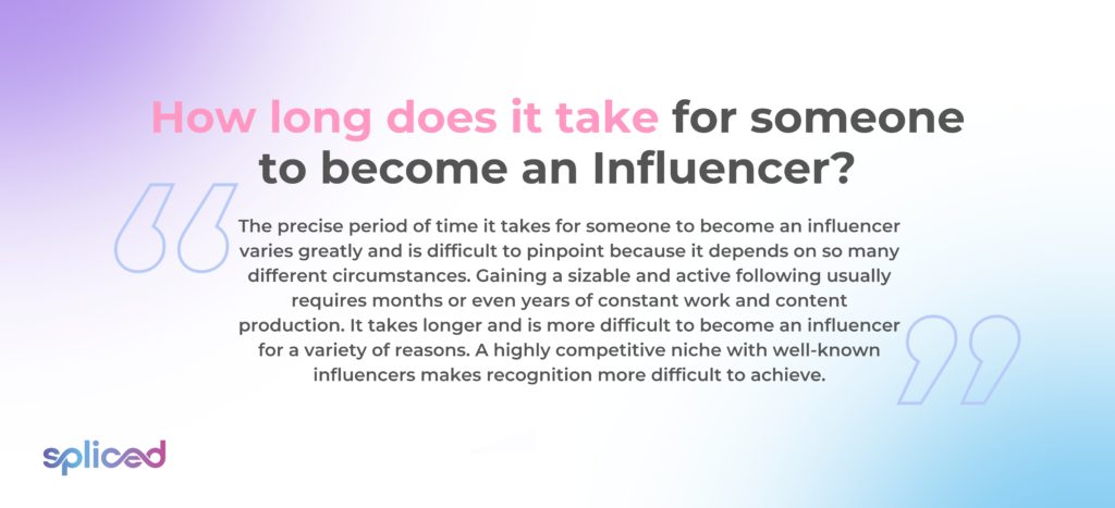 How long does it take for someone to become an influencer?