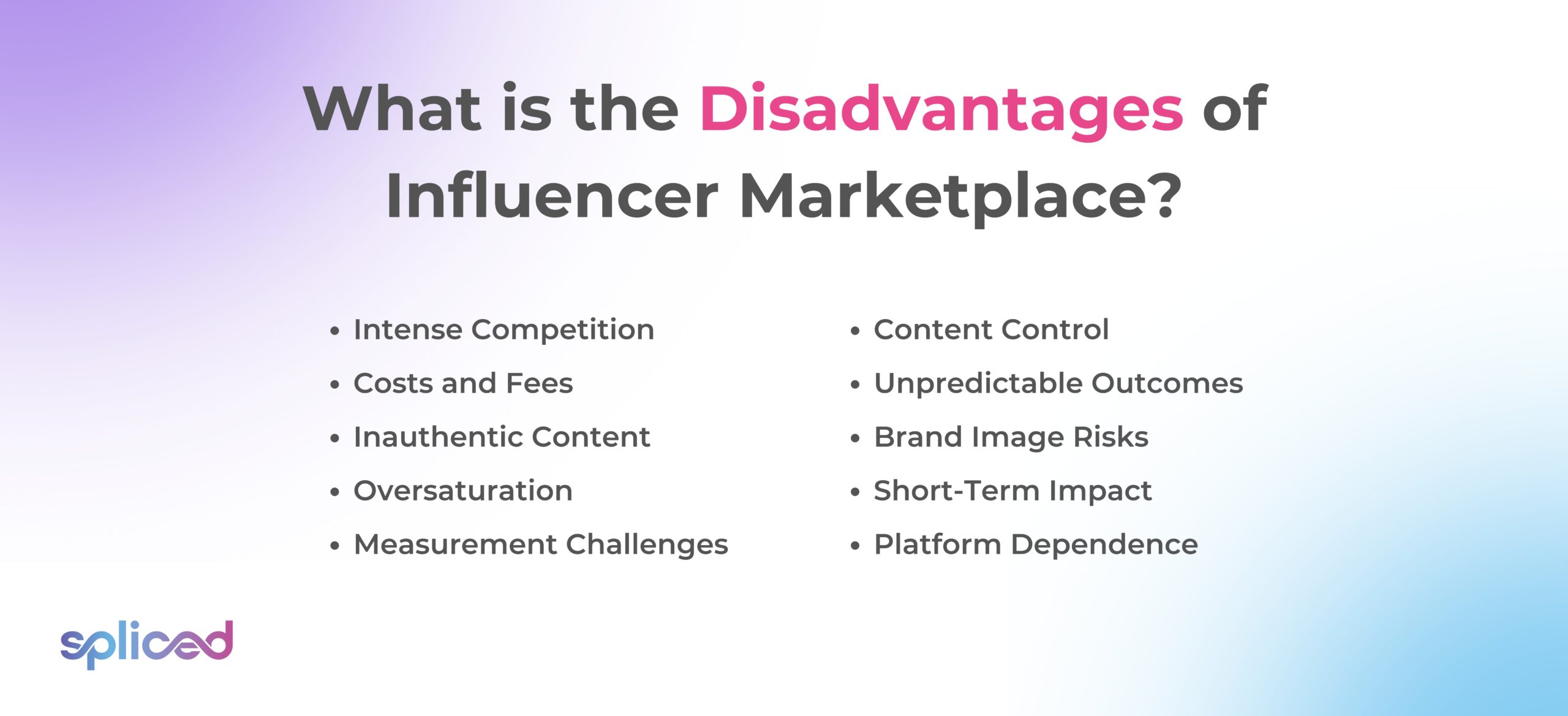 Disadvantages of Influencer Marketplace