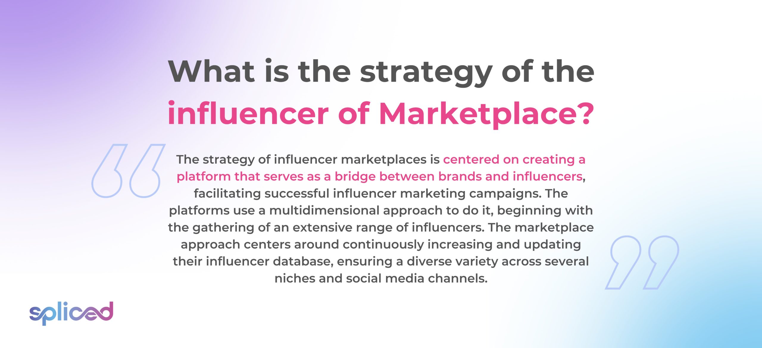 What is the strategy of the influencer of marketplace?